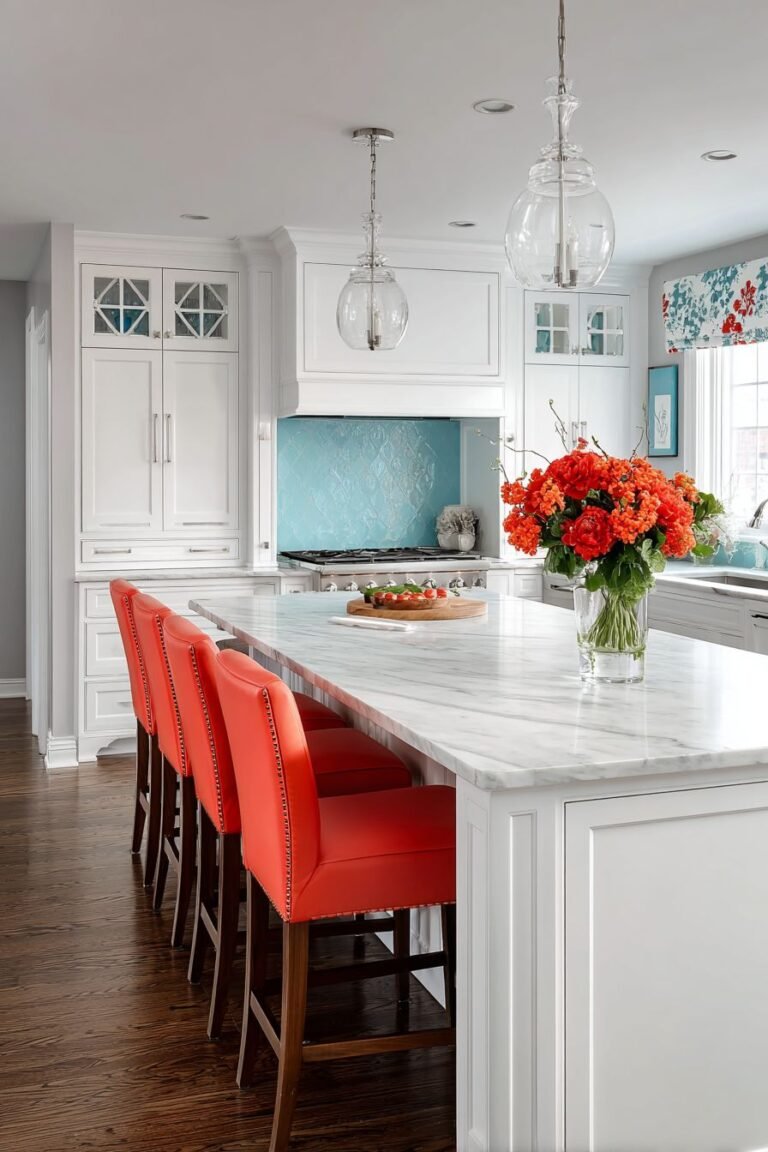 9 White Kitchen Ideas with Pops of Colors